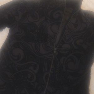 Bia Brazil black floral velvet jacket active wear dress down or up velvety